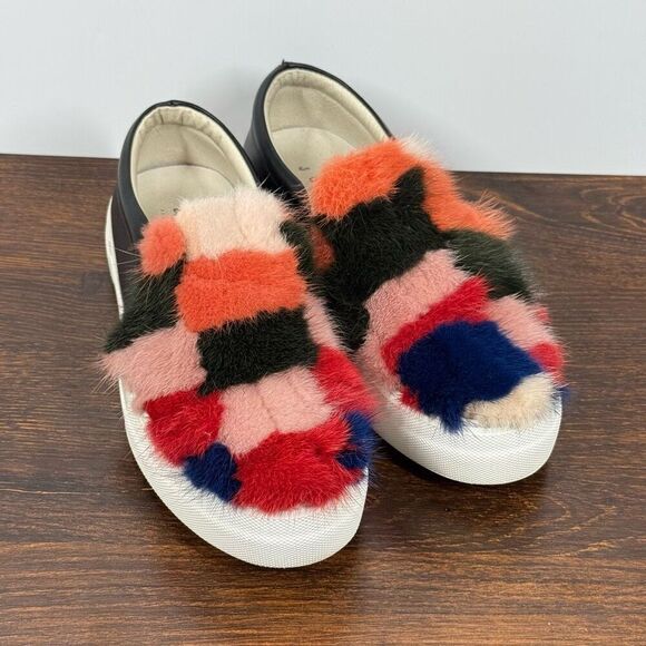 Joshua's Joshua Sanders Real Mink & Leather Slip-On Sneakers Size 37/6.5